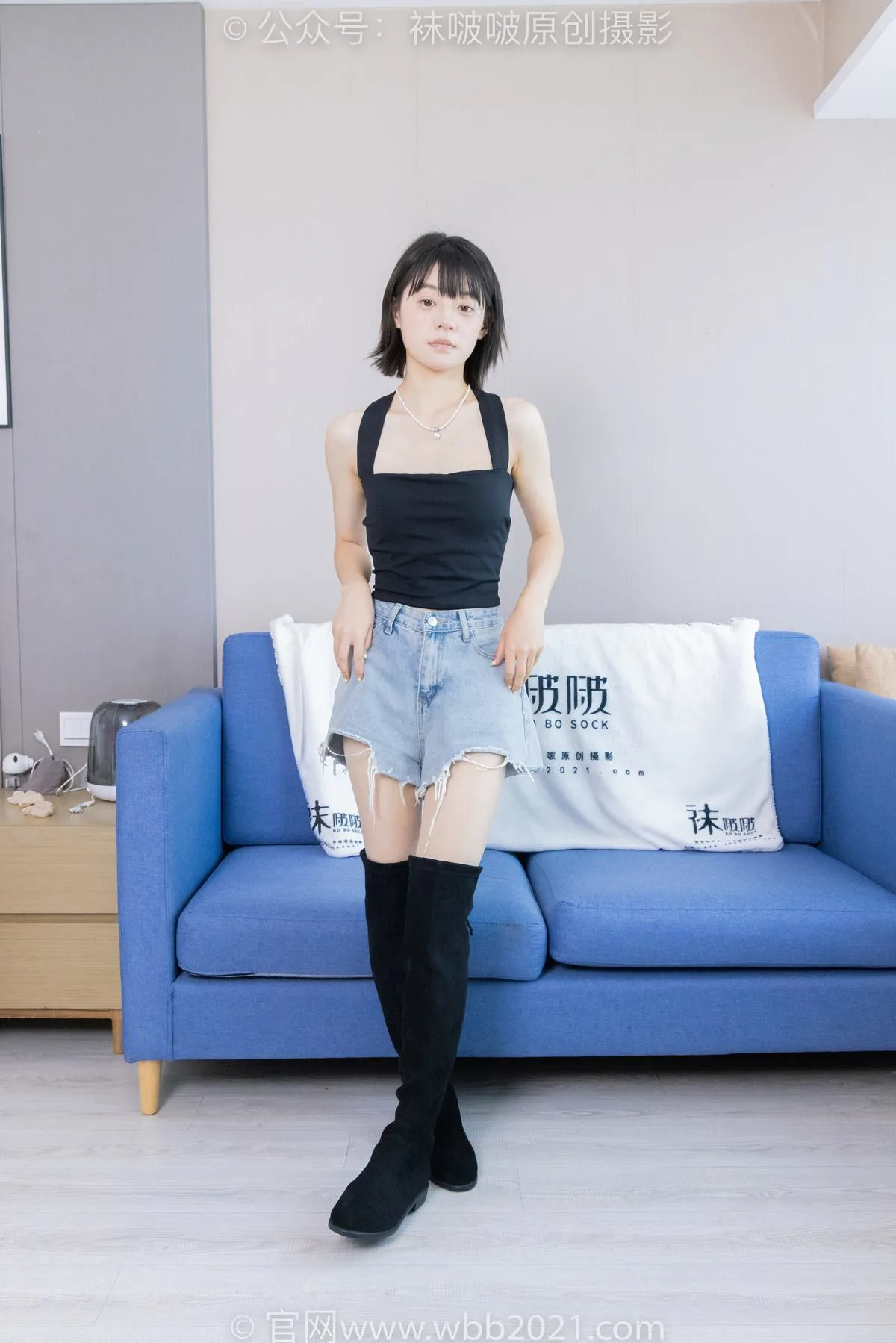 [BoBoSocks袜啵啵]NO.422 糯米-长靴、白棉袜、肉丝[140P/1V/6.79GB] - 3