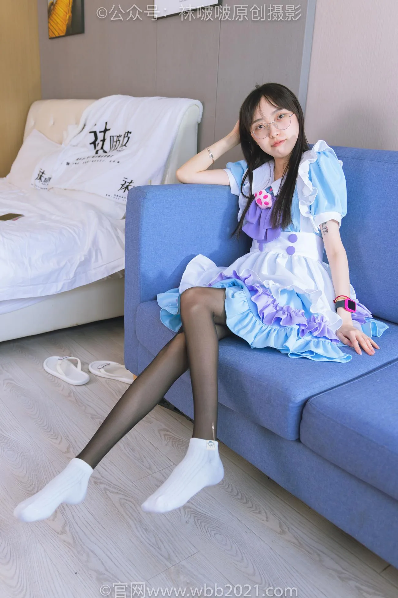 [BoBoSocks袜啵啵]NO.437 稚予-钕仆装、人字拖、薄黑丝、白棉袜、裸足[140P/1V/7.23GB] - 3