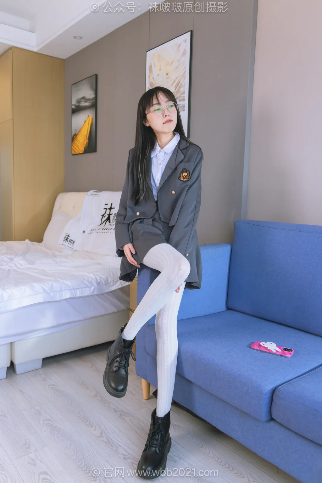 [BoBoSocks袜啵啵]NO.637 稚予-短靴、厚白丝、学苑风[140P/1V/5.69GB] - 3