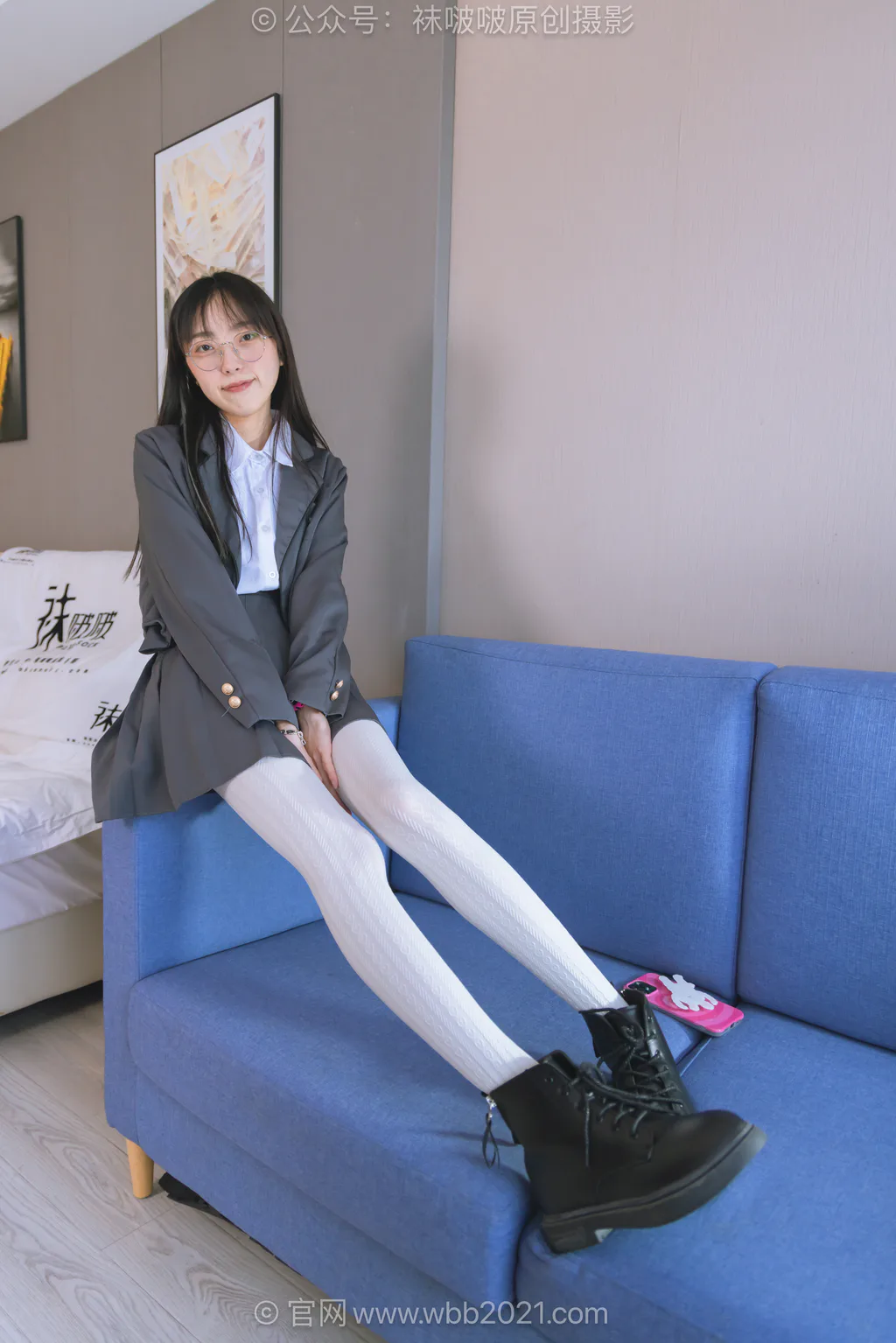 [BoBoSocks袜啵啵]NO.637 稚予-短靴、厚白丝、学苑风[140P/1V/5.69GB] - 4