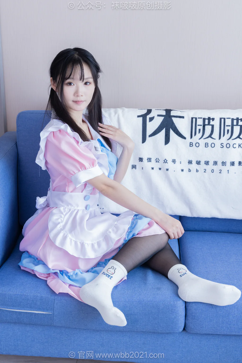 [BoBoSocks袜啵啵]NO.639 甜甜圈-皮鞋、两双白棉袜、薄黑丝、钕仆装[158P/1V/6.38GB] - 3