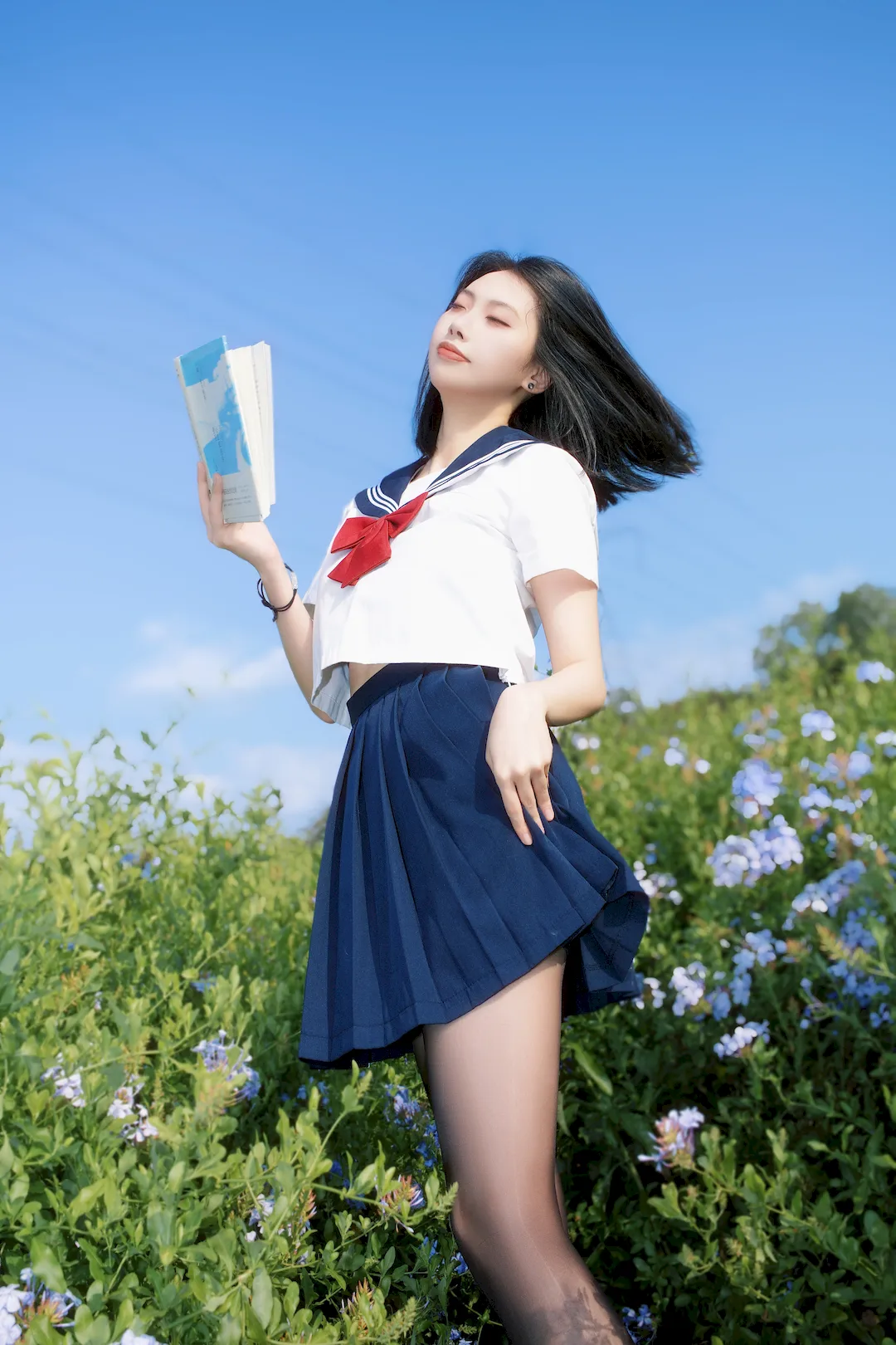 七只红豆 NO.001 – 蓝花JK[39P/495MB]